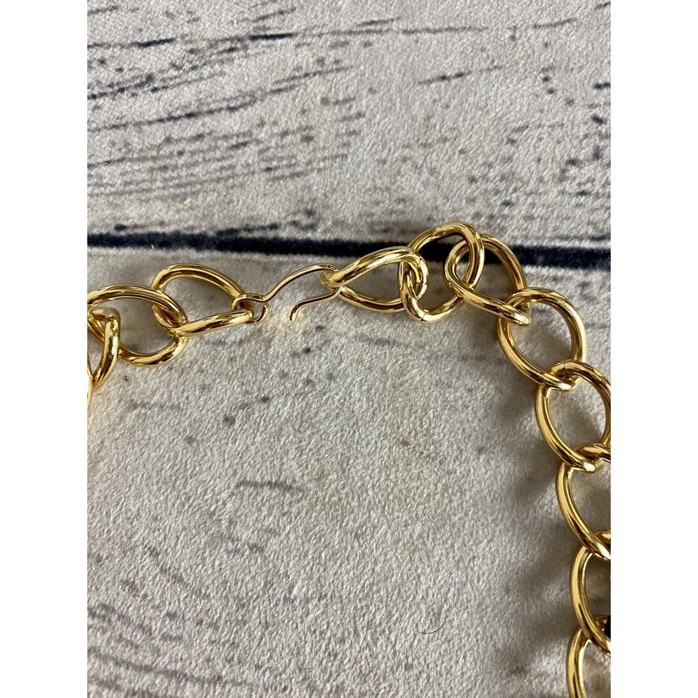 Vintage NWT‎ Monet Signed Red Enamel Goldtone Chain Statement Necklace 25" - Picture 6 of 7